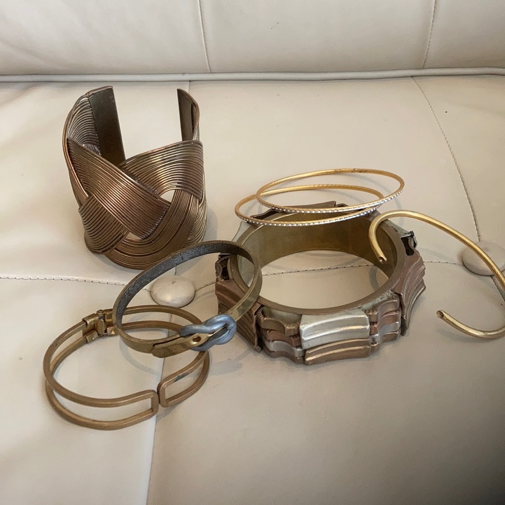 Lot of assorted vintage bracelets and cuffs.
